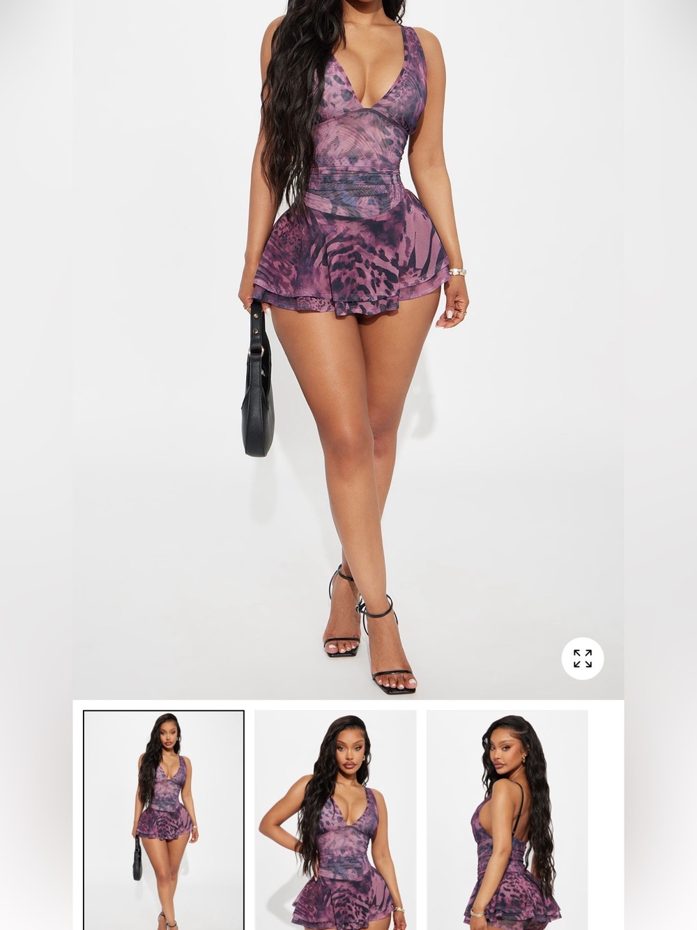 Rosely Animal Print Mesh Romper - Pink